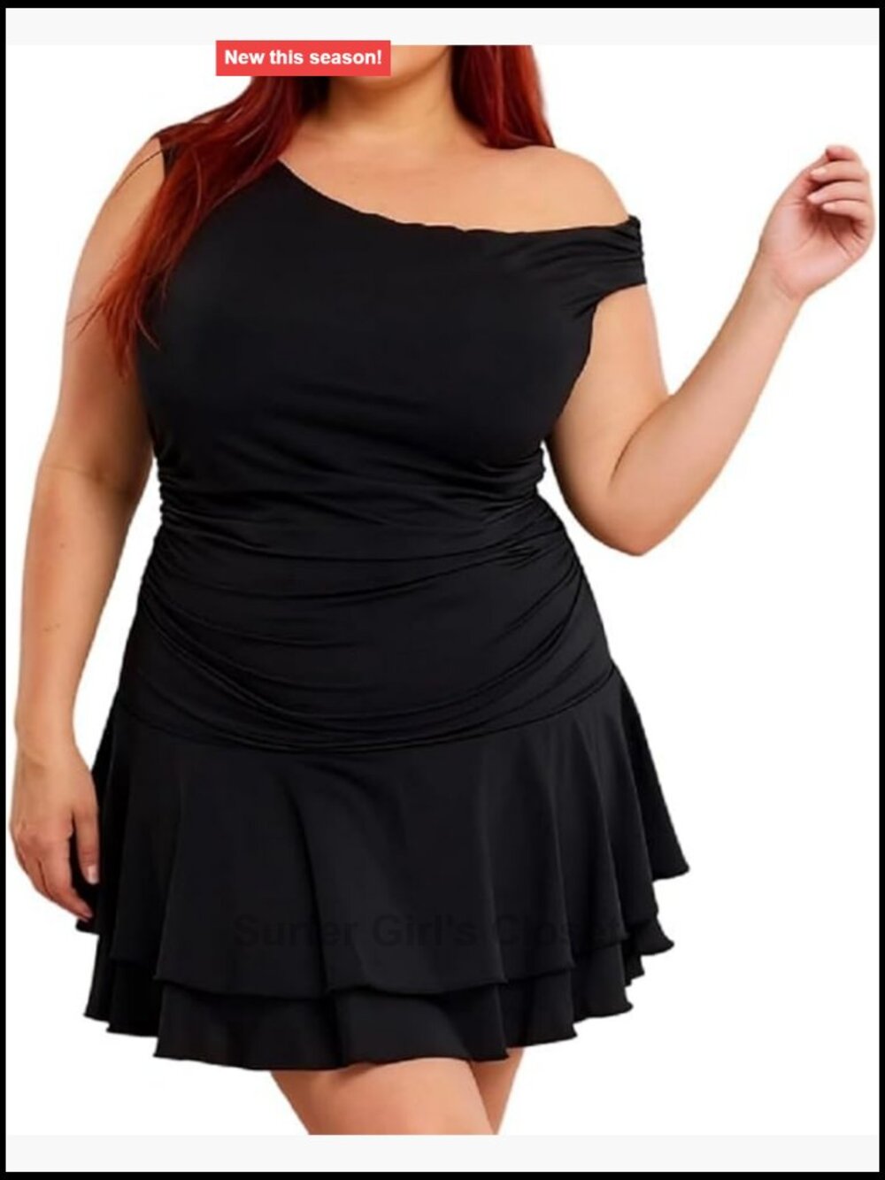 Plus Size Boho Off Shoulder Ruffle Tiered Mini Dress with Puff Sleeves